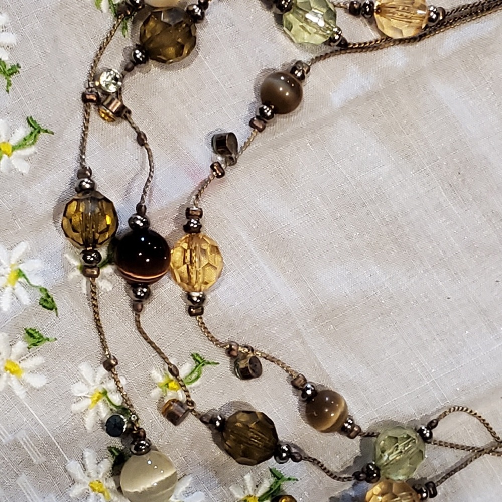 Genuine crystal 3 tier adjustabe necklace